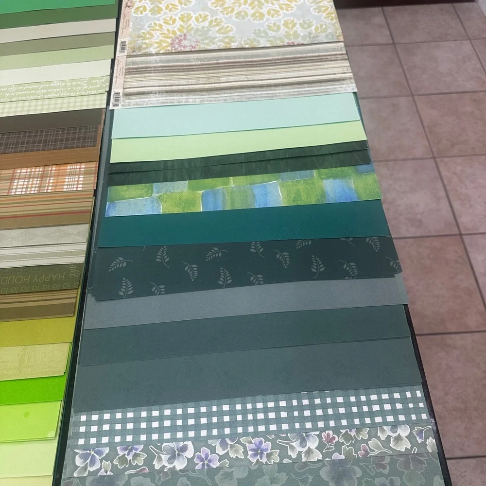 Assorted Green and Gray Patterned Paper Set - Picture 1 of 6